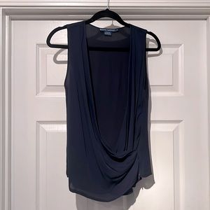 Ralph Lauren blue label plunge neck draped top. Size 4 100% silk